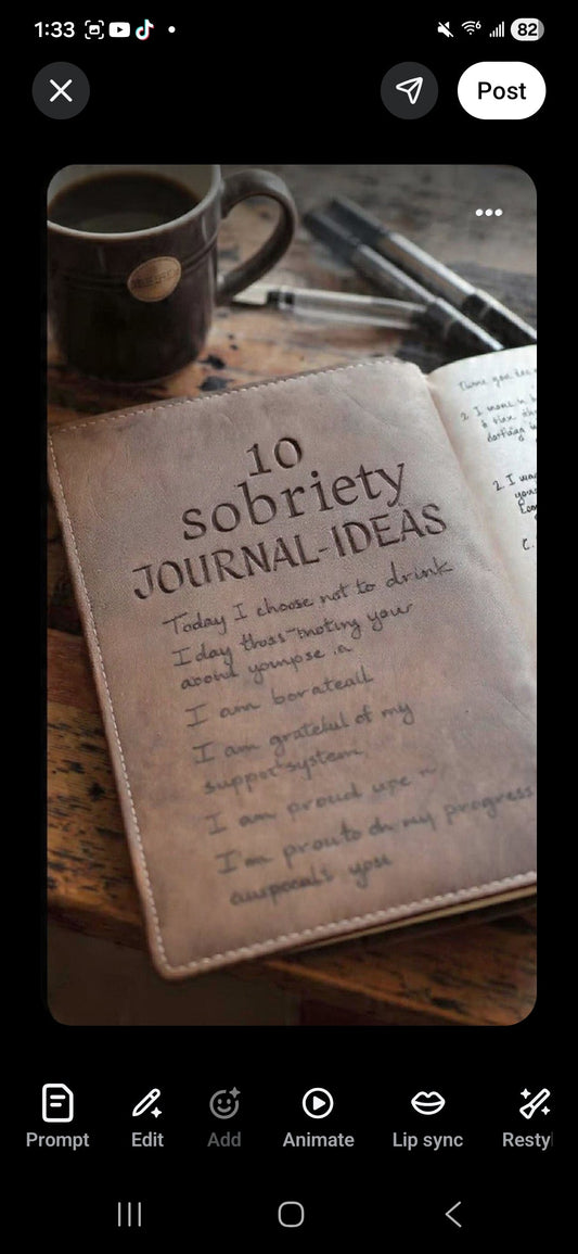 "Sobriety journaling inspiration. Journal prompts for daily reflection, gratitude, and progress tracking. Perfect for recovery, mindfulness, and spiritual growth. #SobrietySupport #JournalingCommunity #MentalHealthMatters"